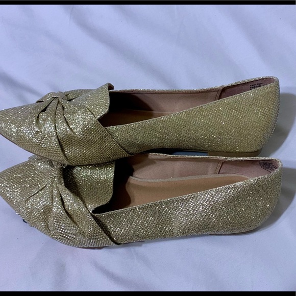 Torrid Gold Shimmer Bow Pointed Toe Loafer - Picture 3 of 4